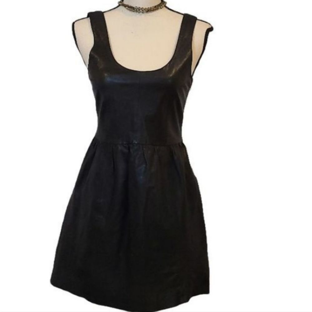 Zara Leather Mini Dress size XS Fit n Flare (Fits like Small Size)
